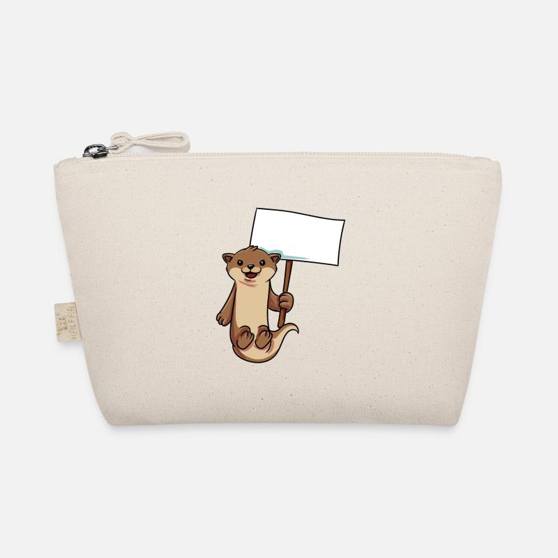 Otter hält Schild Bio-Täschchen