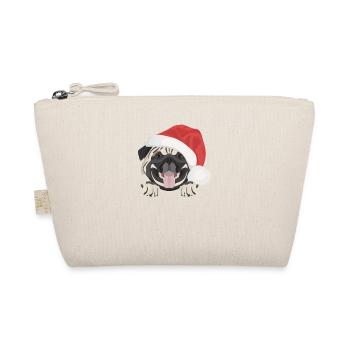Mops Frohe Weihnachten - Bio-Täschchen - Natur - Vorne