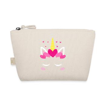 La Saint-Valentin Licorne Face Hearts Mignon - Trousse biologique - nature - Devant