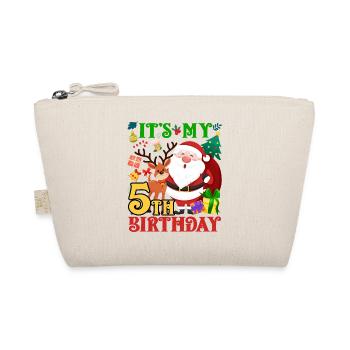 Es Ist Mein 5. Geburtstag Weihnachtsmann - Bio-Täschchen - Natur - Vorne