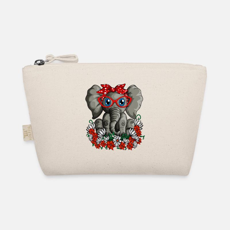 Mignon enfants bébé éléphant avec des lunettes de fleurs rouges Trousse biologique