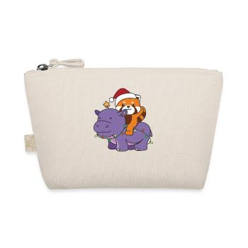 Christmas Hippo Red Panda Merry Christmas Hippo - Organic Pouch - nature - Front