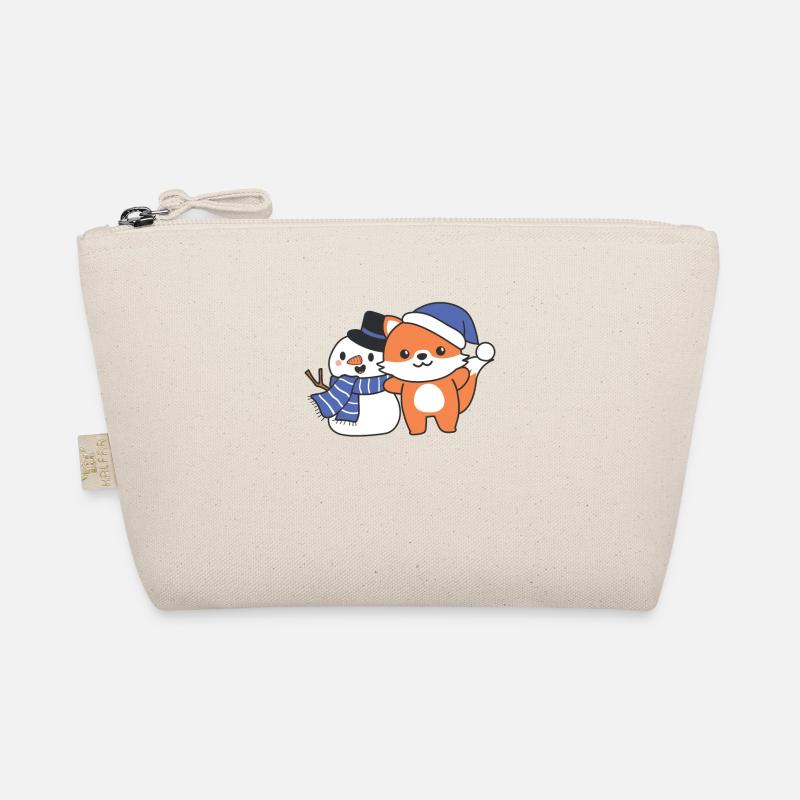 Fox with snowman in winter for Christmas Organic Pouch