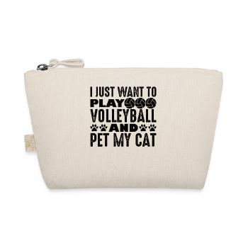 Volleyball Aufschlag Volleyballspieler Katze Mieze - Bio-Täschchen - Natur - Vorne