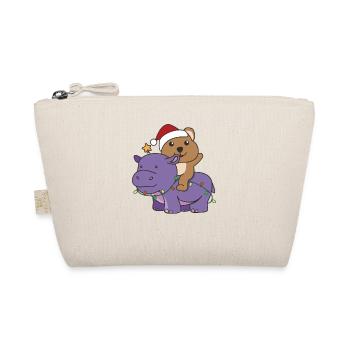 Christmas Hippo Quokka Merry Christmas Hippo - Organic Pouch - nature - Front