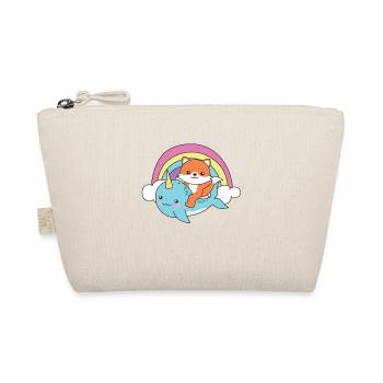 Narwhal Fox Ocean Unicorn kawaii Rainbow - Organic Pouch - nature - Front