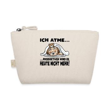 Maltipoo Hund Mit Kuscheltier Schlafen Schlummern - Bio-Täschchen - Natur - Vorne
