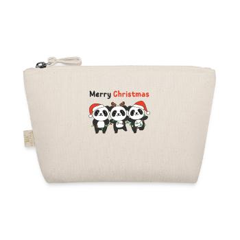 Panda Christmas Animals Pandas Merry Christmas - Organic Pouch - nature - Front