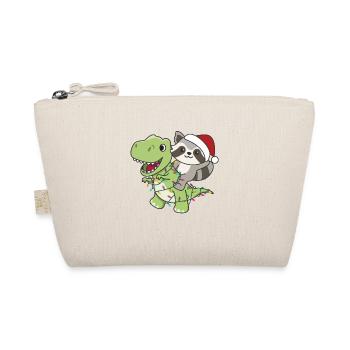 Raccoon Trex Christmas Snow Winter Animals - Organic Pouch - nature - Front