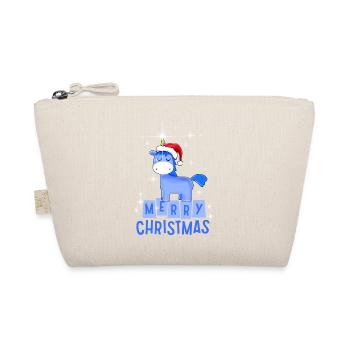 Blaues Einhorn mit Merry Christmas - Bio-Täschchen - Natur - Vorne