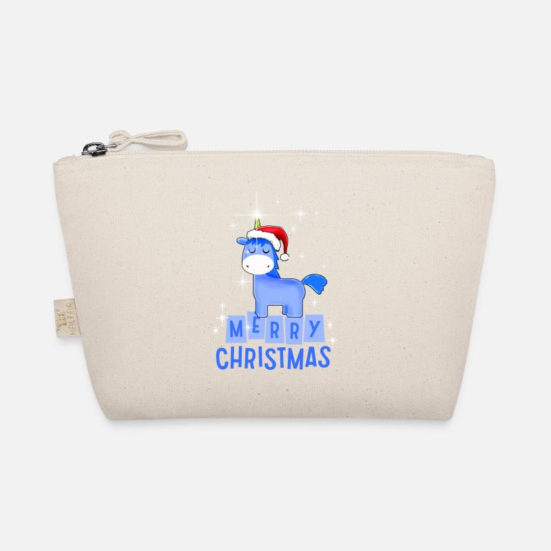Blaues Einhorn mit Merry Christmas Bio-Täschchen
