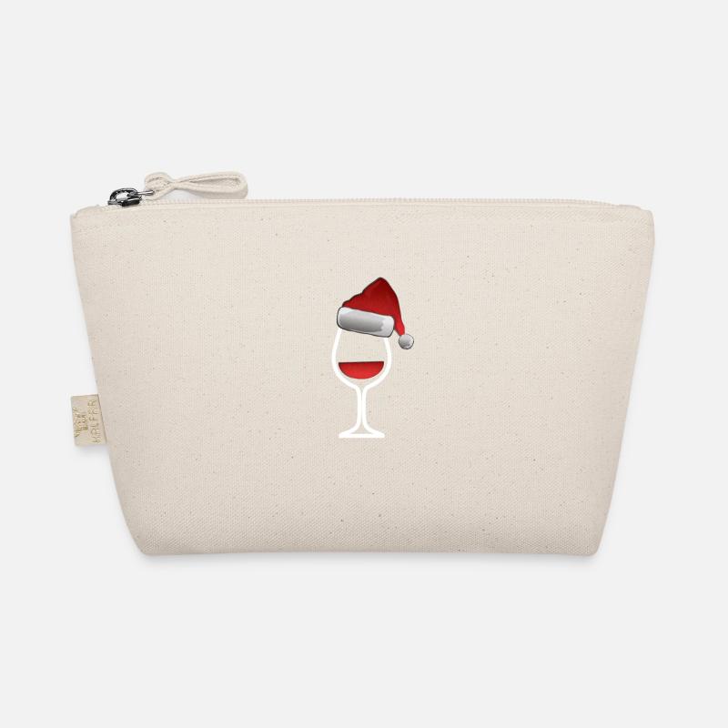 Weinglas mit Weihnachtsmütze Bio-Täschchen