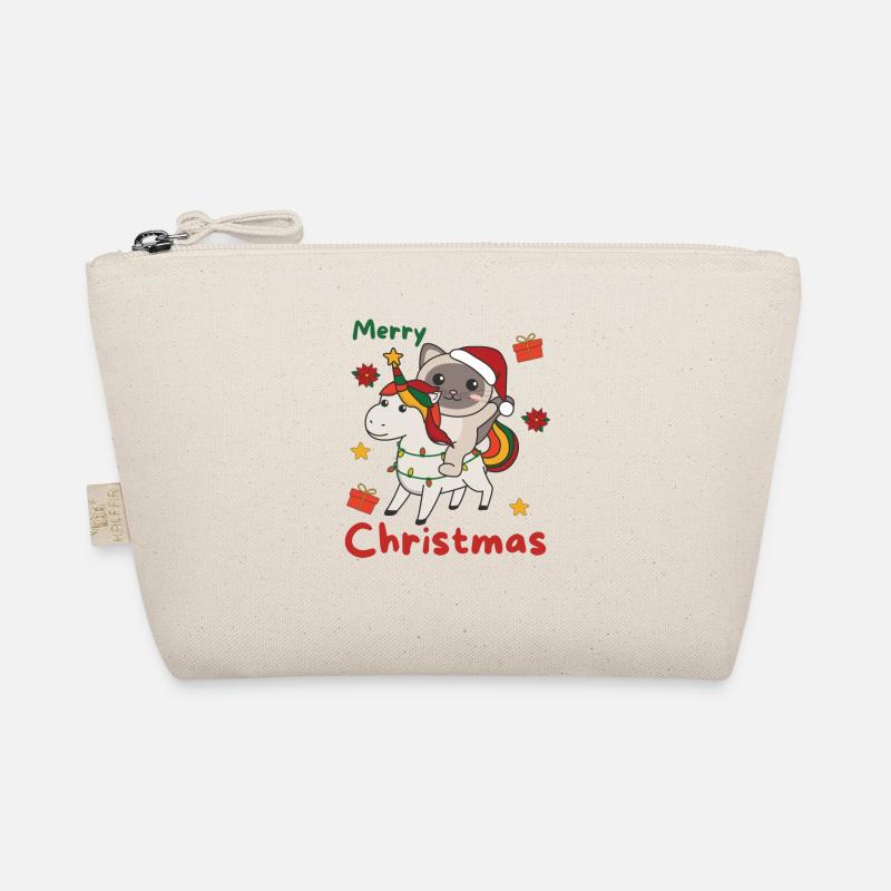 Weihnachts Einhorn Katze frohe Weihnachten Einhorn - Bio-Täschchen - Natur