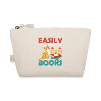 Easily Distracted By Cats And Books Reading Book L - Organic Pouch - nature - Front