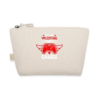 V is for Video Games Valentines Day World Gamer - Organic Pouch - nature - Front