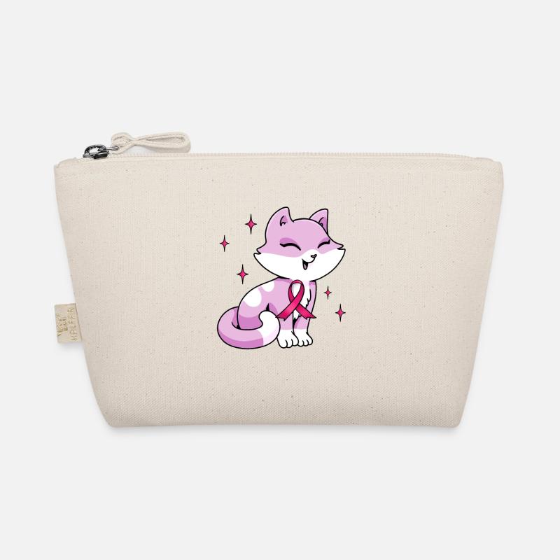Pink Cute Bow Cat October Organic Pouch