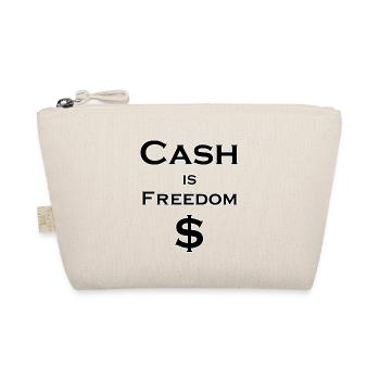 Cash is FREEDOM $ - black with white border - Organic Pouch - nature - Front