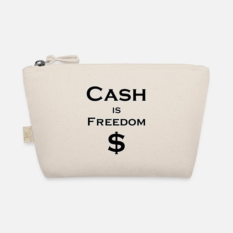 Cash is FREEDOM $ - black with white border Organic Pouch