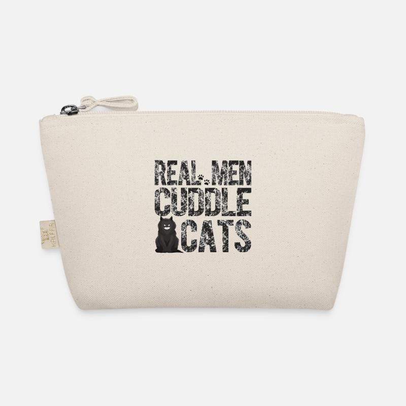 Real Men Cuddle Cats Funny Retro Cat Kitten lover Organic Pouch