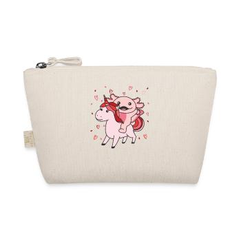 Axolotl with Unicorn Hearts Favorite Animal Heart - Organic Pouch - nature - Front