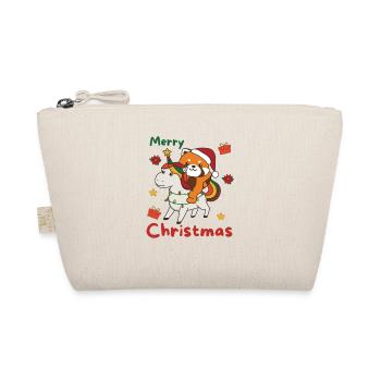 Christmas Red Panda Merry Christmas Unicorn - Organic Pouch - nature - Front