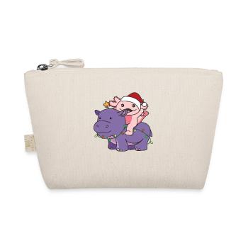 Weihnachts Hippo Axolotl frohe Weihnachten Hippo - Bio-Täschchen - Natur - Vorne