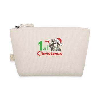 Raccoon Christmas Raccoons my 1st Christmas - Organic Pouch - nature - Front
