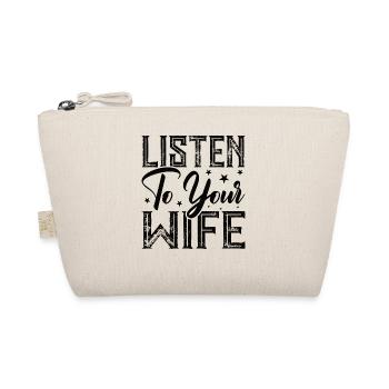 Crazy Wife Husband Gift Funny - Organic Pouch - nature - Front
