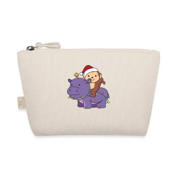 Weihnachts Hippo Affe frohe Weihnachten Hippo - Bio-Täschchen - Natur - Vorne