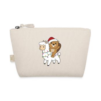 Beaver Lama Alpaca Christmas Winter Animals - Organic Pouch - nature - Front
