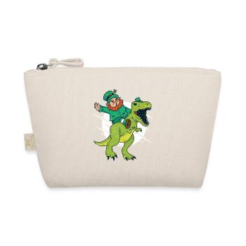 Leprechaun T-Rex Irish Shamrock Dinosaur St. Pa - Organic Pouch - nature - Front
