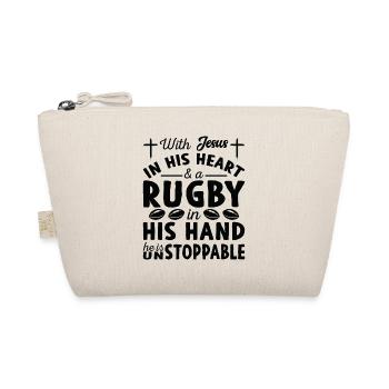 Jesus Im Herzen - Rugbyspieler - Bio-Täschchen - Natur - Vorne