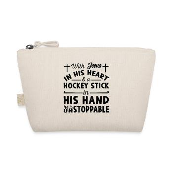 Jesus Im Herzen - Hockeyspieler - Bio-Täschchen - Natur - Vorne