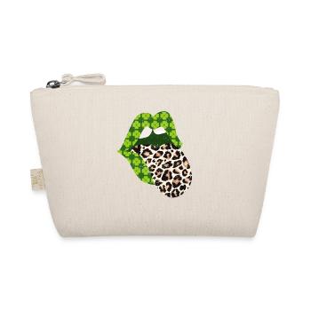 Green Lips Leopard Print Tongue from St Patricks - Organic Pouch - nature - Front