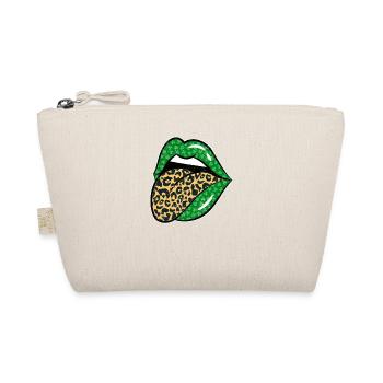 Green Lips Leopard Print Tongue from St Patricks - Organic Pouch - nature - Front