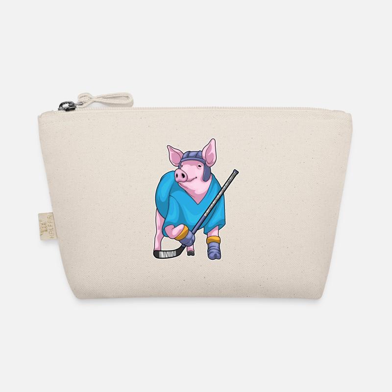 Schwein Eishockey Eishockeyschläger Bio-Täschchen