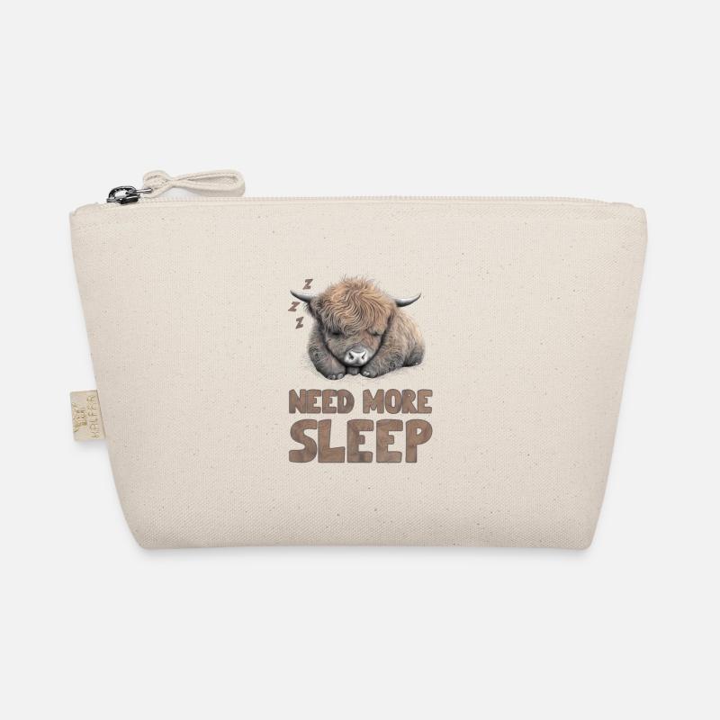 Schlafendes Schottisches Highland Cow Cattle Kuh - Bio-Täschchen - Natur