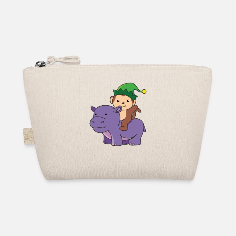 Elven Hippo Monkey Merry Christmas Hippo Organic Pouch