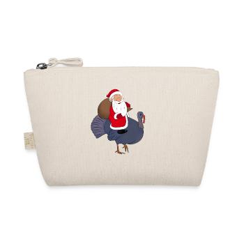 Santa reitet auf einem Truthahn frohe Weihnachten - Bio-Täschchen - Natur - Vorne