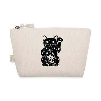 Maneki Neko Japanese Cat - Organic Pouch - nature - Front