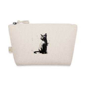 Cat Stencil White and Black - Organic Pouch - nature - Front
