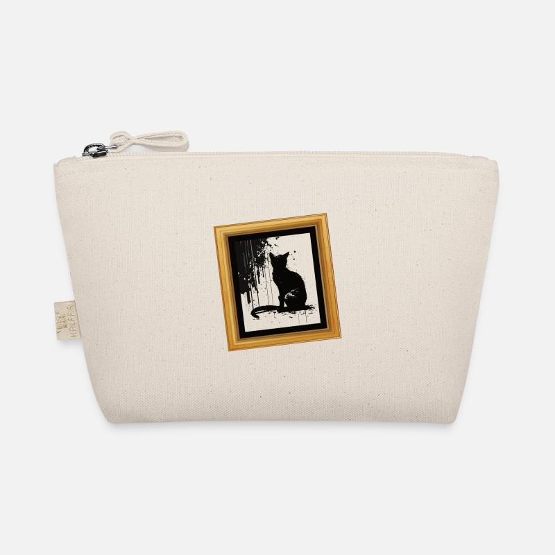 Cat Stencil White and Black Bio-Täschchen