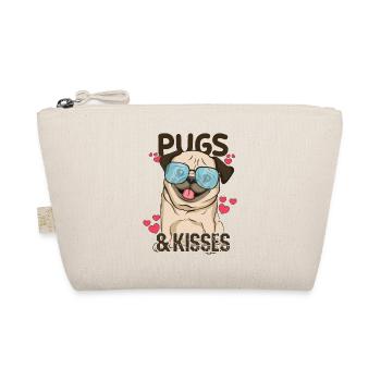 Dog Animal Hearts Pet Pugs Kiss Valentines Day - Organic Pouch - nature - Front