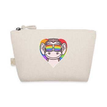 Gay Animal Monkey Rainbow Heart - Organic Pouch - nature - Front
