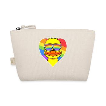 Gay Animal Duck Rainbow Heart - Organic Pouch - nature - Front