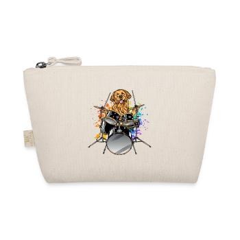Drummer Dog Playing Drums Musician Player - Organic Pouch - nature - Front