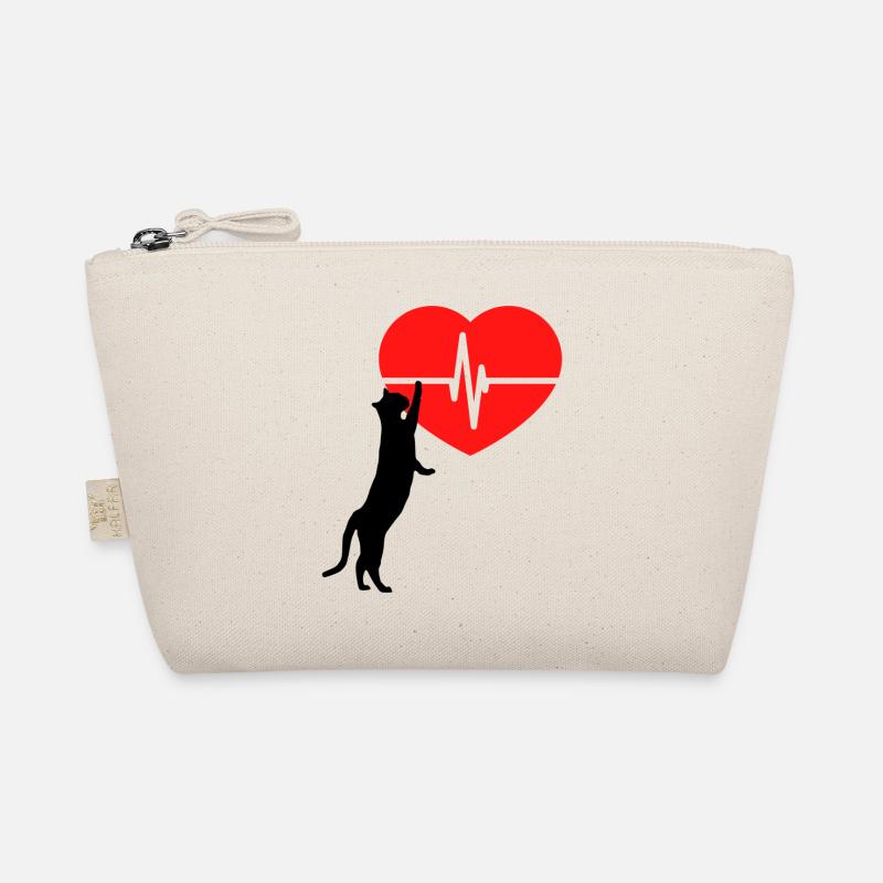 Katze Herzschlag Geschenkidee für Katzenfreunde - Bio-Täschchen - Natur