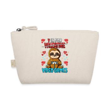 V Is For Video Games Valentine's Day Gamer - Organic Pouch - nature - Front