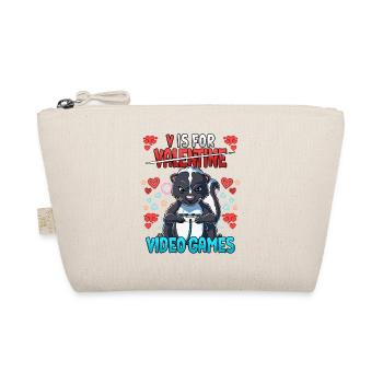 V Is For Video Games Valentinstag Gamer - Bio-Täschchen - Natur - Vorne