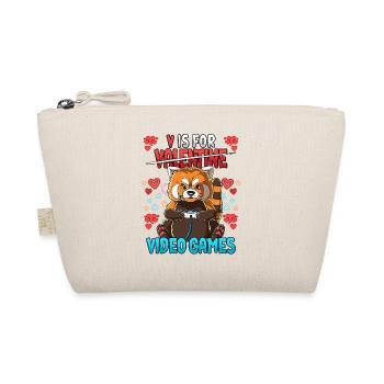 V Is For Video Games Valentine's Day Gamer - Organic Pouch - nature - Front